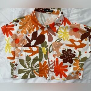 Floral Cropped button shirt